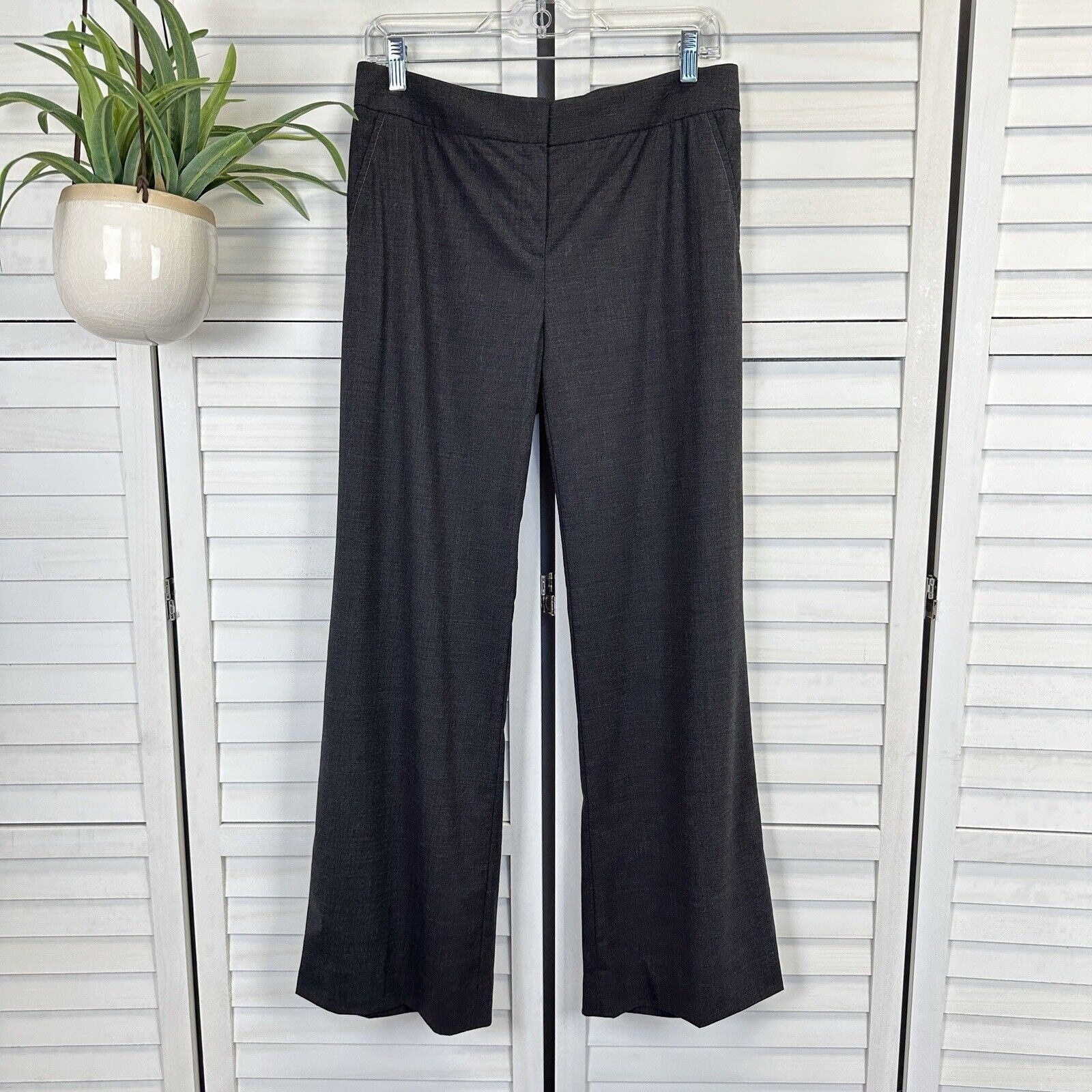 Lafayette 148 New York Virgin Wool Trousers Charcoal Dress Pants Womens Size 4